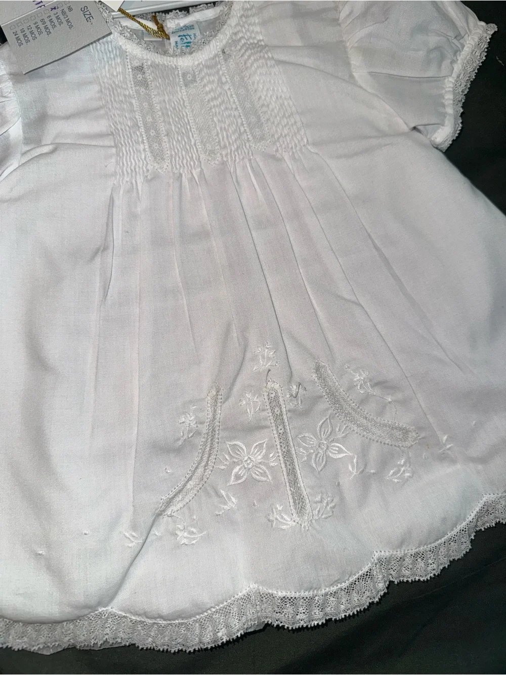 Feltman Brothers Girls size 3 months Hand-Embroidered White Baby Dress NWT
